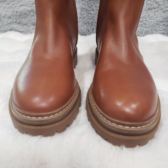 Michael Kors Regan Tall Boots Leather Women's Size 9.5 NEW luggage brown Zipper - Picture 9 of 11